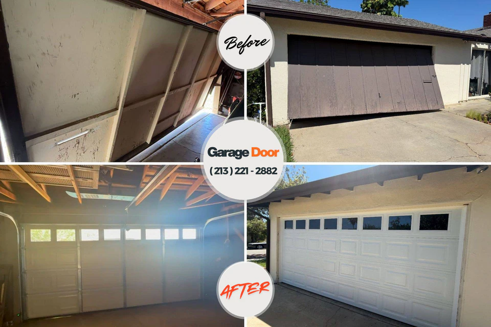Before and after: garage door repair Montgomery County